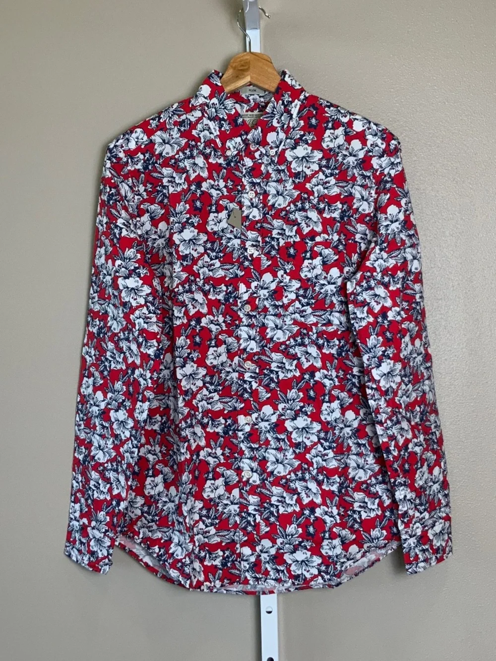 J. Crew Floral Slim Stretch Secret Wash Organic Cotton Button Down Shirt